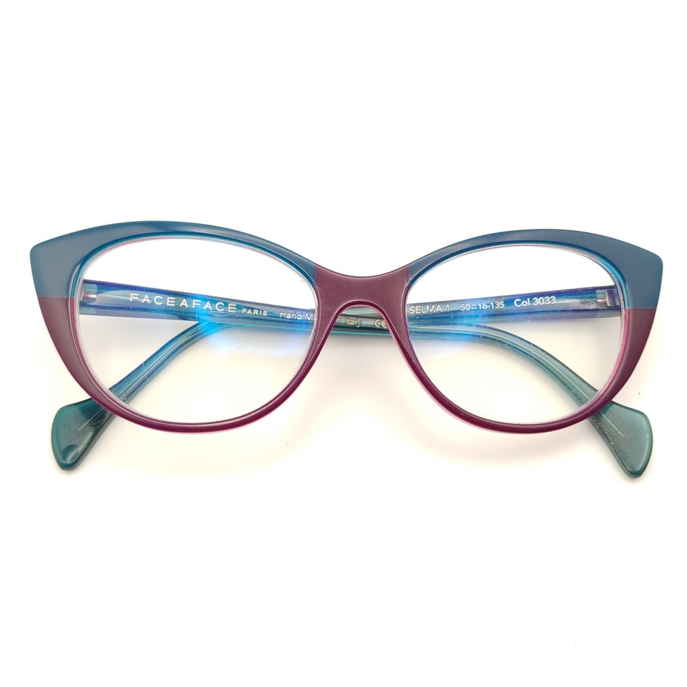 FACE A FACE Eyeglasses Women 50-16-135 Blue Purple Teal Selma 1 Italy Frames